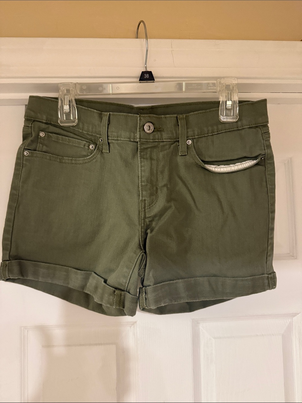 Women’s Levi's Olive Green Cuffed Denim Shorts